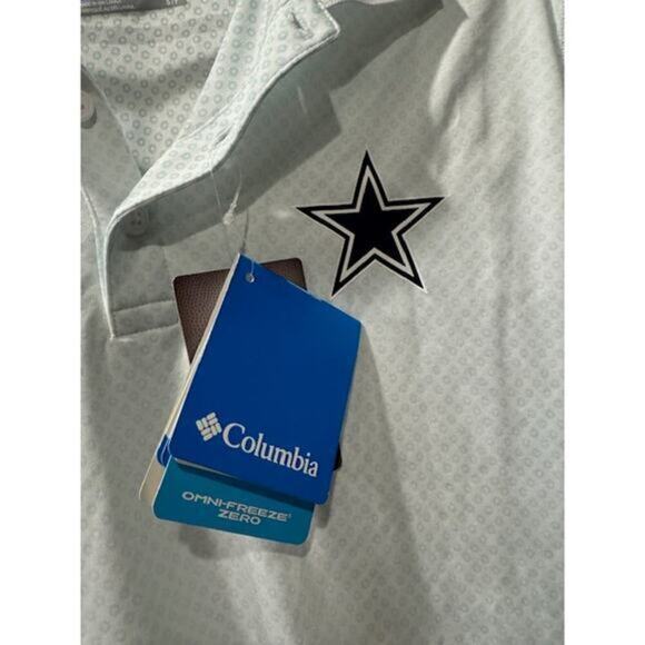 Columbia PFG White Omni Freeze Zero Mens Golf Polo Dallas Cowboys Size S‎ NWT - Picture 2 of 5